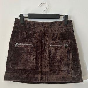 Free People Dust to Dust Zipper Pocket Crushed Velvet Mini Skirt